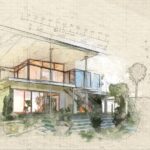 Modern design villa with a tropical garden